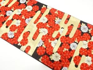 アンティーク　ヱ霞に菊模様織り出し袋帯（材料）